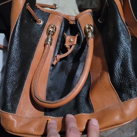 Valentina Bags Valentina Italian Leather Drawstring Bucket Bag